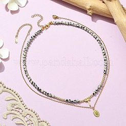 2Pcs 2 Style 304 Stainless Steel Virgin Mary & Cross Pendant Necklaces Set&nbsp;NJEW-JN04527