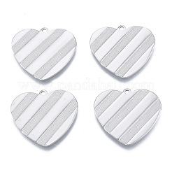 変色しない304ステンレススチールペンダント  ハート  ステンレス鋼色  24.5x27x1mm  穴：1.6mm&nbsp;STAS-N098-197P
