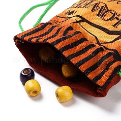 ハロウィンコットンクロス収納ポーチ  長方形巾着おやつ袋おやつ袋  キャンディーギフトバッグ用  カボチャ模様  21x14.5x0.4cm&nbsp;ABAG-A005-01B