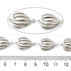 304ステンレススチールリンクチェーン  溶接されていない  ハート  スプールで  ステンレス鋼色  20.5x13.5x5mm  5 m /ロール&nbsp;CHS-C016-04P