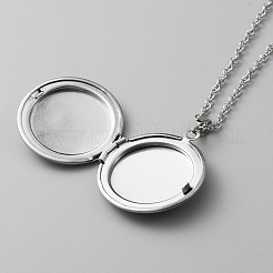 304 Stainless Steel Photo Locket Necklace&nbsp;NJEW-WH0016-09