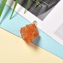 ラフ原石天然混合石ペンダント  18KGP本金メッキの環境に優しい銅のパーツ  ナゲット  24~30x17~21x12~16mm  穴：1.8~3mm&nbsp;PALLOY-JF00848