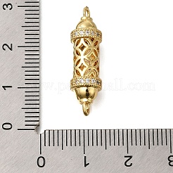 Rack Plating Brass Micro Pave Cubic Zirconia Hollow Column Links Connector Charms&nbsp;ZIRC-F142-50A-G01