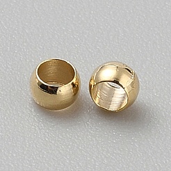 真鍮製つぶし玉カシメ玉  ロンデル  14KGP本金メッキ  2.5x2mm  穴：1.6mm  約400個/10g&nbsp;KK-WH0056-83B-G02