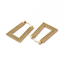 イオンプレーティング（IP）304ステンレススチール台形フープピアス（女性用）  ゴールドカラー  27.5x20x1.5mm  ピン：0.7mm&nbsp;EJEW-K243-08G