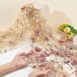 Embroidered Flowers Polyester Tulle Lace Fabric&nbsp;DIY-WH0449-31D