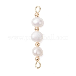 3Pcs Natural Cultured Freshwater Pearl Potato Beaded Connector Charms&nbsp;PALLOY-JF05106