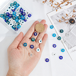 100Pcs 5 Colors Handmade Evil Eye Lampwork Beads&nbsp;LAMP-SP0001-04B