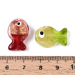 Handmade Gold Foil Glass Beads Strands&nbsp;FOIL-N032-01