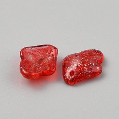 手作りランプワークペンダント  葉  クリムゾン  19x15x5mm  穴：1.2mm&nbsp;LAMP-TAC0004-13B