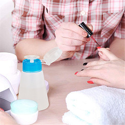 Diyのマニキュアの除去剤の貯蔵のびん  空のプラスチックプレスポンプボトルとフリップトップキャップ付き  防水ステッカーラベル  プラスチック漏斗ホッパーとドロッパー  透明  11.05cm  容量：180ミリリットル&nbsp;MRMJ-BC0001-93