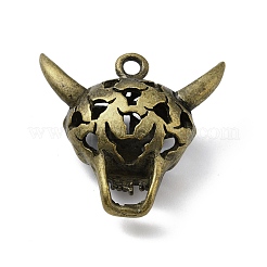 ハロウィーン合金ペンダント  スカル  アンティークブロンズ  32x33.5x12.5mm  穴：2.5mm&nbsp;FIND-G019-03AB