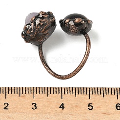 天然アメジストとタイガーアイのリング  赤銅真鍮カフリング  18mm&nbsp;RJEW-B122-04R-04