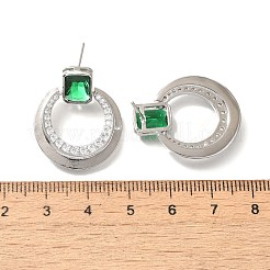 真鍮キュービックジルコニア＆ガラススタッドピアス  カドミウムフリー＆鉛フリー  プラチナ  26.5x21.5mm&nbsp;EJEW-M048-01P