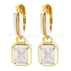 Rack Plating Real 18K Gold Plated Brass Enamel Rectangle Dangle Hoop Earrings&nbsp;EJEW-K245-50G
