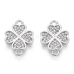 Brass Micro Pave Clear Cubic Zirconia Connector Charms&nbsp;KK-E068-VB338-P