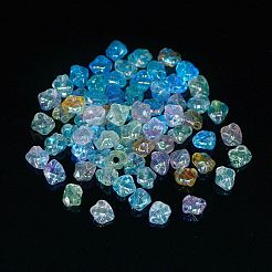UVメッキアクリルビーズ  虹色の  暗闇で光る  ミックスカラー  6.5~7x7x5~5.5mm  穴：1.9mm&nbsp;MACR-K357-08