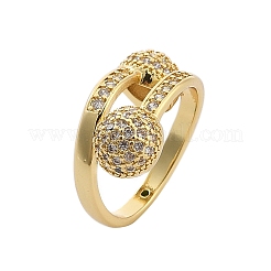 Brass Micro Pave Cubic Zirconia Open Cuff Rings for Women&nbsp;LS-RJEW-F171-02G