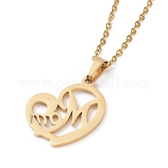 304 Stainless Steel Heart with Word MOM Stud Earrings and Pendant Necklace&nbsp;AJEW-B019-04