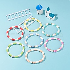 手作りポリマークレイヘイシビーズサーファリングストレッチブレスレットセット  女の子の女性のための非磁性合成ヘマタイトビーズパワーブレスレット  ミックスカラー  内径：2-1/8インチ（5.4cm）  7個/セット&nbsp;BJEW-JB07227