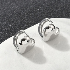 真鍮製フープピアス  ハート  プラチナメッキ  11.5x14x13mm&nbsp;EJEW-D320-18P