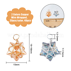 40Pcs 2 Colors Wire Wrapped Electroplate Glass Charms&nbsp;FIND-FH0005-50