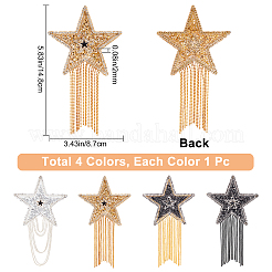 4 Pcs 4 Style Sparkling Rhinestone Iron on Patches&nbsp;DIY-GF0005-21
