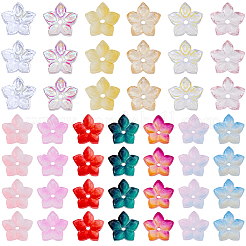 195個13色ガラスビーズ  花  ミックスカラー  12x12.5x4.5mm  穴：1.5mm  15個/カラー&nbsp;GLAA-PA0001-26