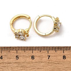 蝶の真鍮フープピアス  クリアキュービックジルコニア  18KGP本金メッキ  14x10x16.5mm&nbsp;EJEW-S256-04B-G