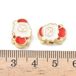 クリスマス真鍮エナメルビーズ  鉛フリー＆カドミウムフリー  長持ちメッキ  18KGP本金メッキ  ラックめっき  サンタクロース  14.5x10x5mm  穴：2mm&nbsp;KK-I474-G01