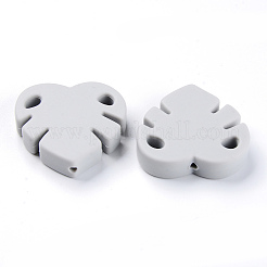 食品グレードの環境に優しいシリコーン焦点ビーズ  葉  ライトグレー  35x35.5x8mm  穴：2.5mm&nbsp;LS-SIL-S003-06E