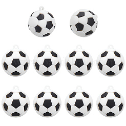 PVCと鉄のチャーム10個  サッカーのチャーム  ホワイト  34x29.5mm  穴：3.5mm&nbsp;FIND-SC0022-19