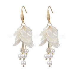 Petaline Brass Shell Pearl Dangle Earrings&nbsp;EJEW-TA00776