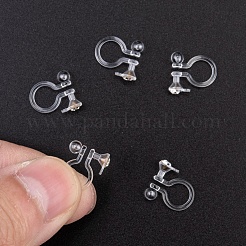 プラスチック製クリップ式イヤリングパーツ  ラインストーン付き  透明  11x9x3.5mm  穴：1mm&nbsp;KY-P007-M01