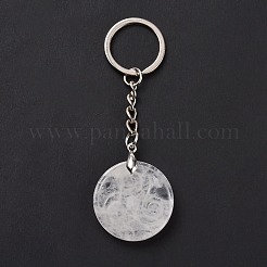 天然水晶クリスタルトリスケル/トリスケリオンペンダントキーホルダー  真鍮製スプリットキーリング付き  9cm&nbsp;KEYC-A031-01P-06