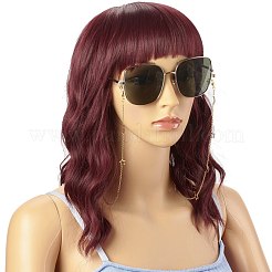 304ステンレススチール眼鏡チェーン  眼鏡用ネックストラップ  ムーン＆スターリンクとアズキチェーン付き  カニカン  ゴールドカラー  735x9mm&nbsp;AJEW-EH00374