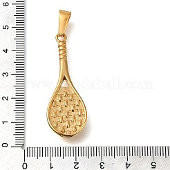 イオンプレーティング（IP）304ステンレスペンダント  ラケットチャーム  ゴールドカラー  45x16x7mm  穴：9.5x4.5mm&nbsp;STAS-Z113-23G