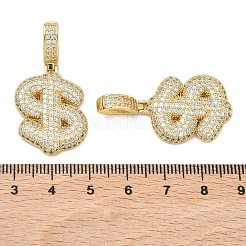 Brass Micro Pave Cubic Zirconia Pendants&nbsp;KK-P345-17G-07