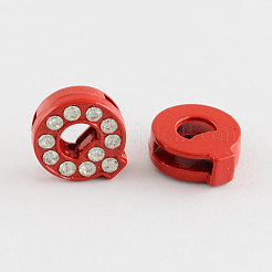 Mixed Color Zinc Alloy Grade A Rhinestone Letter Slide Charms&nbsp;ALRI-S130-Q