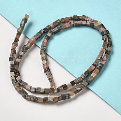 天然石ロードナイトビーズ連売り  キューブ  2~2.5x2.5~3.5x2.5~3mm  穴：0.4mm  約157~165個/連  14.96~15.75''（38~40センチメートル）&nbsp;G-B064-A31