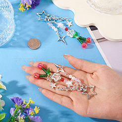 チェリープラスチックペンダントデコレーション2個  合金製スター留め金付き  プラチナ  109mm&nbsp;HJEW-TA0001-35