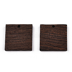 天然ウェンジウッドペンダント  染色されていない  スクエアチャーム  ココナッツブラウン  23x23x3.5mm  穴：2mm&nbsp;WOOD-T023-79