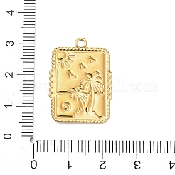 304ステンレスペンダント  木の長方形  エナメルとラインストーン付き  ゴールドカラー  26.5x19x2mm  穴：2mm&nbsp;STAS-C147-16G