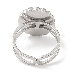 女性用304ステンレススチールエナメルオープンカフリング  オーバル  ステンレス鋼色  usサイズ6（16.5mm）&nbsp;RJEW-F166-39P-02
