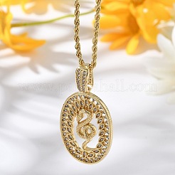 Brass Cubic Zirconia Pendant Necklaces for Women&nbsp;NJEW-U034-02B-G