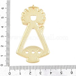 真鍮製ビッグサイズペンダントトップ  処女のチャーム  長持ちメッキ  ラックめっき  鉛フリー＆カドミウムフリー  18KGP本金メッキ  60x33x2.5mm  丸カン：5x1ミリ  内径：3mm&nbsp;KK-C162-056G