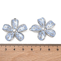 304ステンレススチールエナメルペンダント  花のチャーム  イオンプレーティング（ip）  ステンレス鋼色  32x30x4.5mm  穴：2mm&nbsp;SA-CBA7876-30P-02
