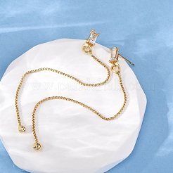 Rectangle Brass Micro Pave Clear Cubic Zirconia Ear Thread&nbsp;EJEW-S274-02G