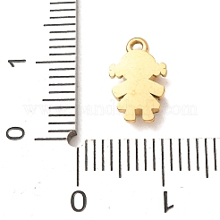 304ステンレススチールマイクロパヴェクリアキュービックジルコニアチャーム  少女のチャーム  ゴールドカラー  11x7x2mm  穴：1mm&nbsp;CU-CBAB6EC-05G-02