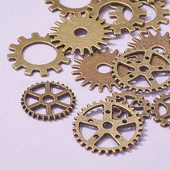 20Pcs Metal Alloy Steampunk Gear Charms Connectors Cog Pendants&nbsp;TIBEP-FS0001-04AB
